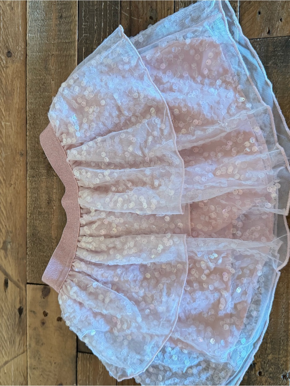 Pink Sequin Tulle Tiered Kids Skirt